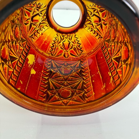 Vintage Indiana Glass Ruby Red Flash Stars and Bars Fairy Lamp - Picture 8 of 12